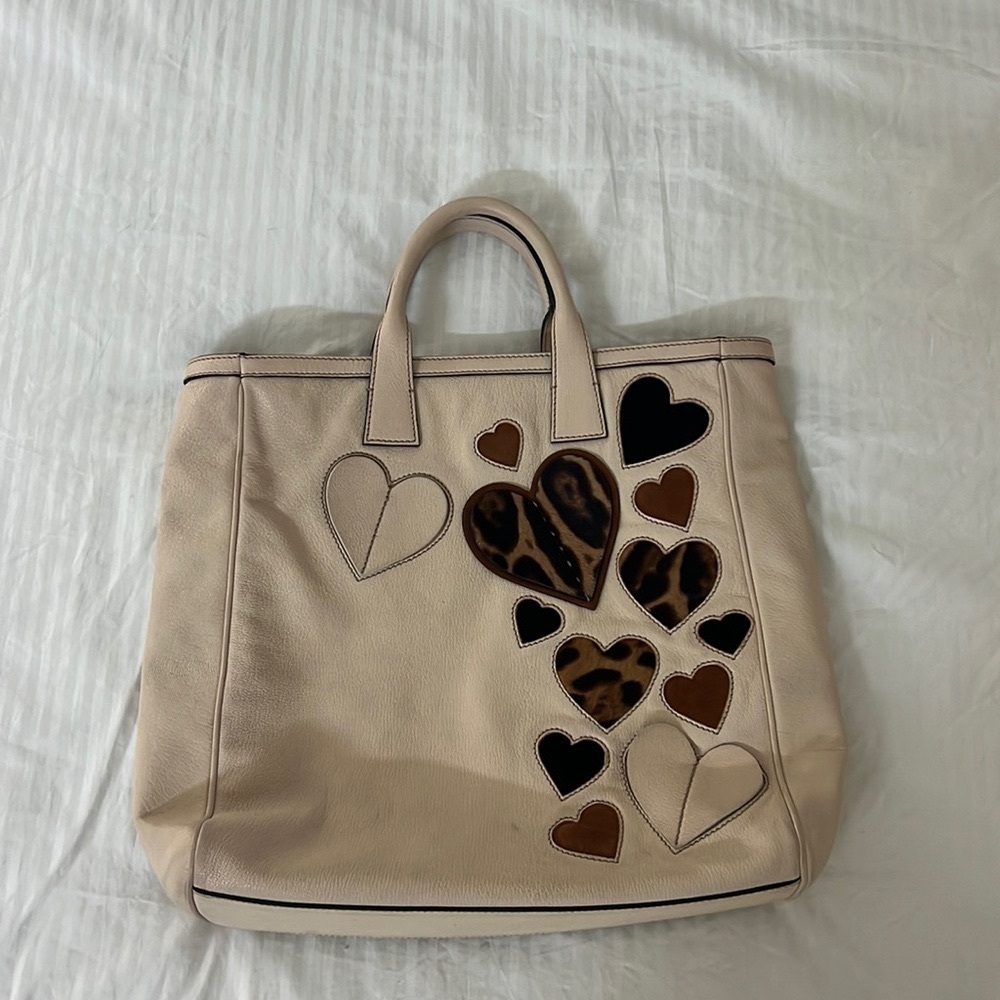 Vintage Dolce & Gabanna Heart Animal Print Tote
